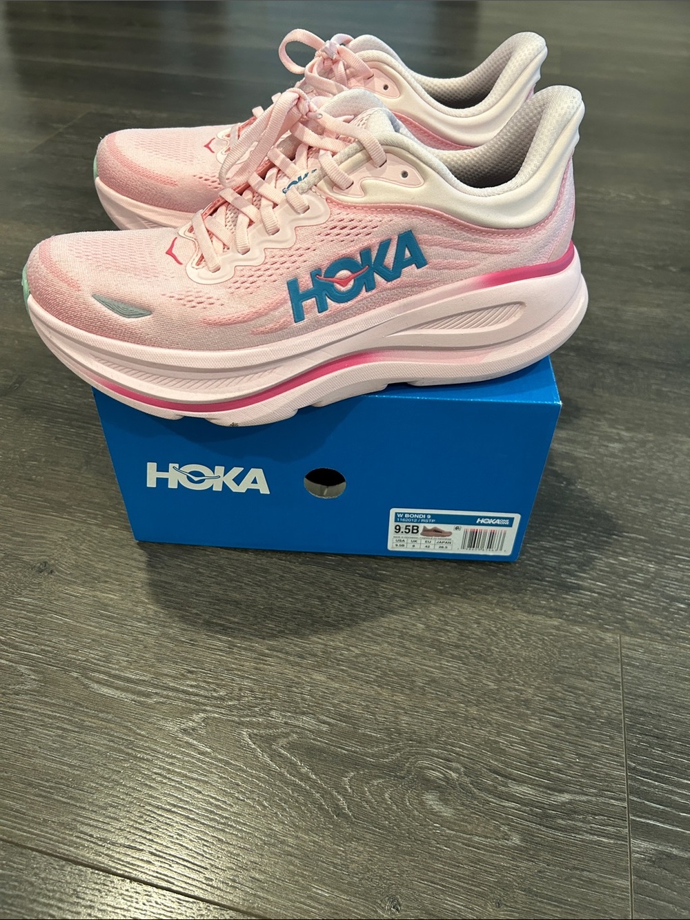 Hoka Women's Pink Athletic Running Shoes with Blue Logo